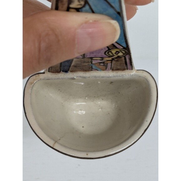 Vtg 50s Mid Century Modern Ceramic Holy Water Font Wise Virgins Holding Lamp - Picture 6 of 7